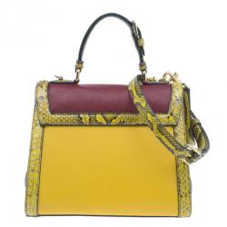 Pre Owned حقيبة دولتشي أند غابانا مونيكا جلد أحمر داكن و جلد ثعبان صغيرة