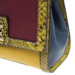 Pre Owned حقيبة دولتشي أند غابانا مونيكا جلد أحمر داكن و جلد ثعبان صغيرة