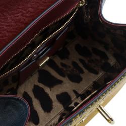 Pre Owned حقيبة دولتشي أند غابانا مونيكا جلد أحمر داكن و جلد ثعبان صغيرة