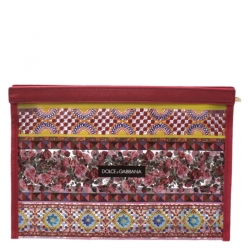 Pre Owned Dolce & Gabbana Red Printed PVC Swimsuit Pouch