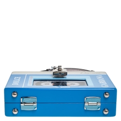 Pre Owned Dolce & Gabbana Blue/Silver Wood Walkman Box Clutch