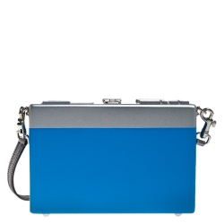 Pre Owned Dolce & Gabbana Blue/Silver Wood Walkman Box Clutch