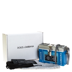 Pre Owned Dolce & Gabbana Blue/Silver Wood Walkman Box Clutch
