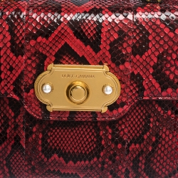 Pre Owned Dolce & Gabbana Red Python and Velvet Welcome Top Handle Bag