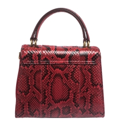 Pre Owned Dolce & Gabbana Red Python and Velvet Welcome Top Handle Bag
