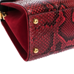Pre Owned Dolce & Gabbana Red Python and Velvet Welcome Top Handle Bag