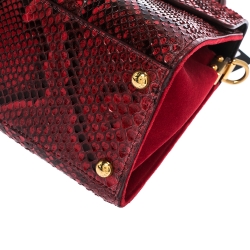 Pre Owned Dolce & Gabbana Red Python and Velvet Welcome Top Handle Bag