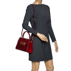 Pre Owned Dolce & Gabbana Red Python and Velvet Welcome Top Handle Bag