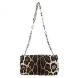 Pre Owned Dolce and Gabbana Small Leopard Print Pony Hair Charles Bag