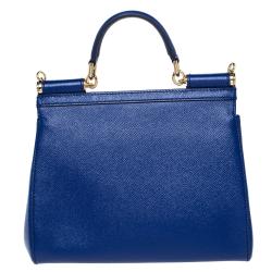 Pre Owned حقيبة دولتشي أند غابانا ميس سيسيلي جلد زرقاء متوسطة