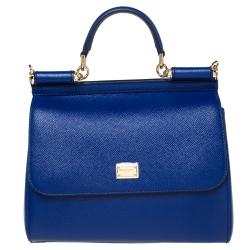 Dolce & Gabbana Blue Leather Medium Miss Sicily Bag