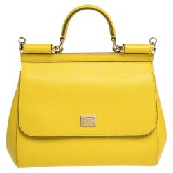 Yellow Dolce&Gabbana Miss Sicily Leather Satchel – Designer Revival