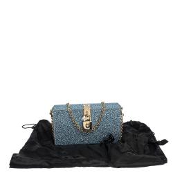 Pre Owned Dolce & Gabbana Azure Heat-Applied Rhinestones Dolce Box Clutch