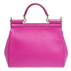 Pre Owned Dolce & Gabbana Pink Leather Medium Miss Sicily Bag