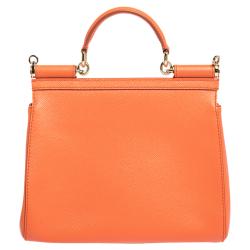 Pre Owned Dolce & Gabbana Orange Leather Medium Miss Sicily Bag