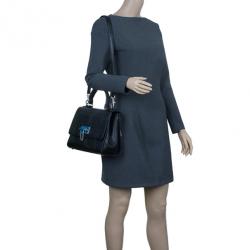 مملوكة مسبقًا حقيبة يد دولتشي أند غابانا مونيكا جلد إيجوانا أسود