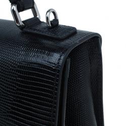 مملوكة مسبقًا حقيبة يد دولتشي أند غابانا مونيكا جلد إيجوانا أسود