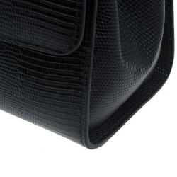 مملوكة مسبقًا حقيبة يد دولتشي أند غابانا مونيكا جلد إيجوانا أسود