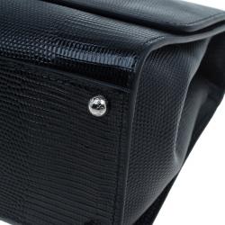 مملوكة مسبقًا حقيبة يد دولتشي أند غابانا مونيكا جلد إيجوانا أسود