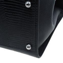 مملوكة مسبقًا حقيبة يد دولتشي أند غابانا مونيكا جلد إيجوانا أسود