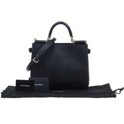 Pre Owned حقيبة توت دولتشي أند غابانا ميس سيسلي جلد أسود