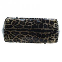 Pre Owned Dolce and Gabbana Leopard Print Leather Miss Escape Tote Bag