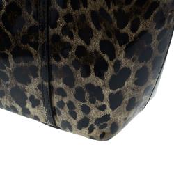 Pre Owned Dolce and Gabbana Leopard Print Leather Miss Escape Tote Bag
