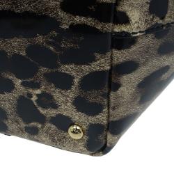Pre Owned Dolce and Gabbana Leopard Print Leather Miss Escape Tote Bag