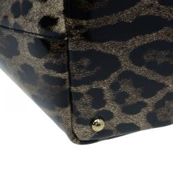 Pre Owned Dolce and Gabbana Leopard Print Leather Miss Escape Tote Bag