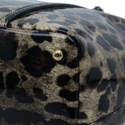 Pre Owned Dolce and Gabbana Leopard Print Leather Miss Escape Tote Bag