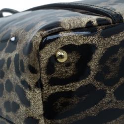 Pre Owned Dolce and Gabbana Leopard Print Leather Miss Escape Tote Bag