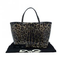 Pre Owned Dolce and Gabbana Leopard Print Leather Miss Escape Tote Bag