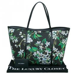 Pre Owned حقيبة دولتشي أند غابانا إسكيب شوبر كانفاس أسود مورد 