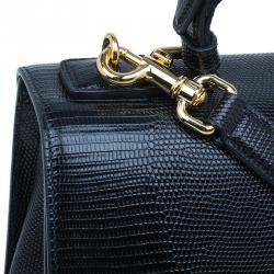 Dolce and Gabbana Black Iguana Leather Monica Tote Bag