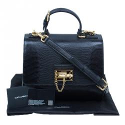 Dolce and Gabbana Black Iguana Leather Monica Tote Bag