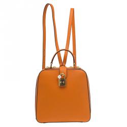 Dolce and Gabbana Orange Leather Rosaria Backpack