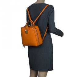 Dolce and Gabbana Orange Leather Rosaria Backpack
