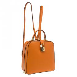 Dolce and Gabbana Orange Leather Rosaria Backpack