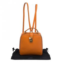Dolce and Gabbana Orange Leather Rosaria Backpack