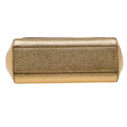 مملوكة مسبقًا Dolce and Gabbana Gold Leather Small Miss Sicily Top Handle Bag