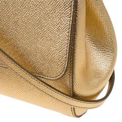 مملوكة مسبقًا Dolce and Gabbana Gold Leather Small Miss Sicily Top Handle Bag