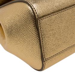 مملوكة مسبقًا Dolce and Gabbana Gold Leather Small Miss Sicily Top Handle Bag
