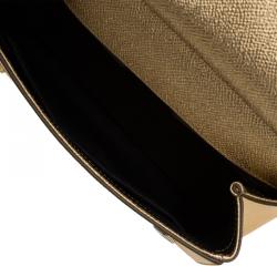 مملوكة مسبقًا Dolce and Gabbana Gold Leather Small Miss Sicily Top Handle Bag