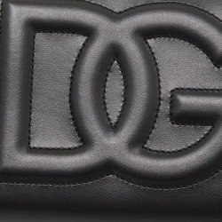 Pre Owned Dolce & Gabbana Black Leather Logo Embossed Zip Around Wallet