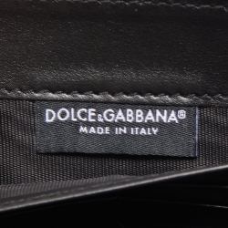 Pre Owned Dolce & Gabbana Black Leather Logo Embossed Zip Around Wallet
