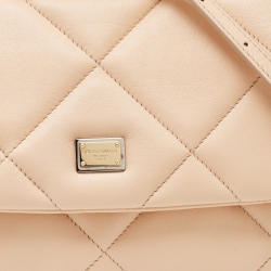 Dolce & Gabbana Beige Quilted Leather Small Miss Sicily Top Handle Bag