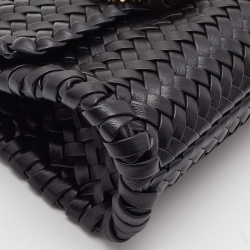 Pre Owned Dolce & Gabbana Black Woven Leather Devotion Shoulder Bag
