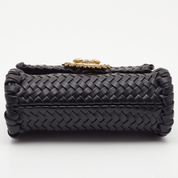 Pre Owned Dolce & Gabbana Black Woven Leather Devotion Shoulder Bag