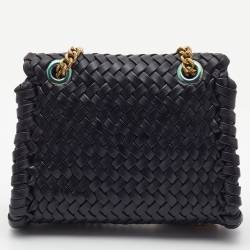 Pre Owned Dolce & Gabbana Black Woven Leather Devotion Shoulder Bag