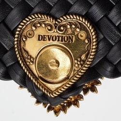 Pre Owned Dolce & Gabbana Black Woven Leather Devotion Shoulder Bag